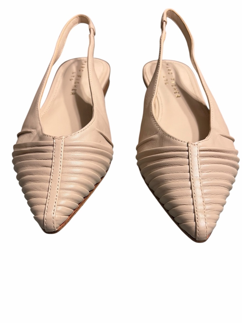 Marc Fisher Cream Quilted Pointed Slingback Flats